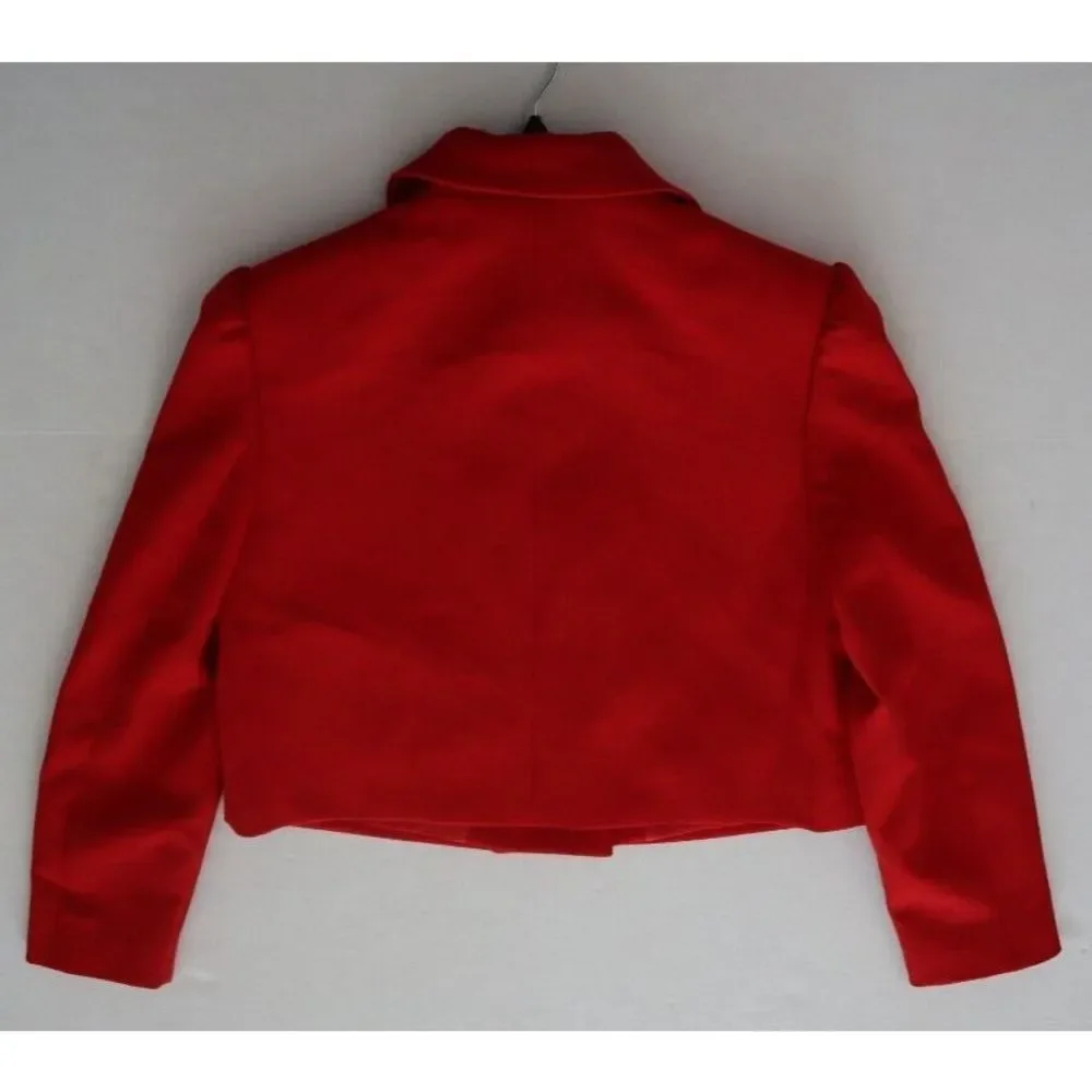 ZARA 8381/773/601 Women's Sz Small Red Cropped Peter Pan Collar Blazer $90 - Picture 6 of 6